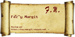 Fáy Margit névjegykártya